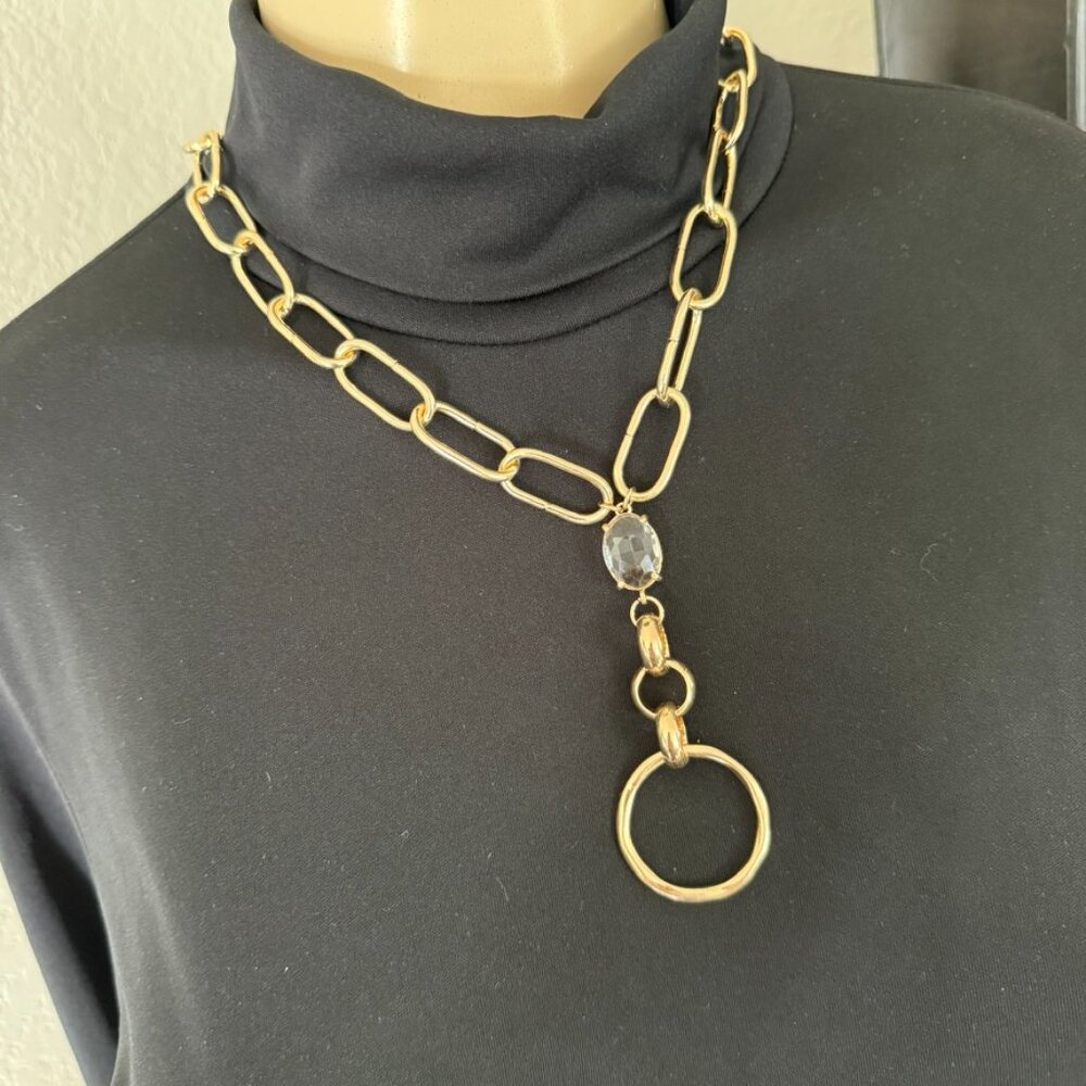 #14 garden party costume jewelry / 20" spectacle holder gold link chain